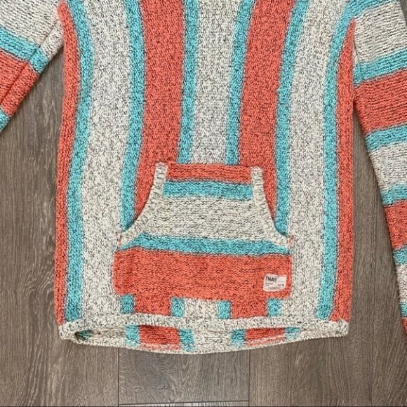 Aritzia TNA Cotton Baja Sweater Pullover Hoodie pullover Orange Blue Size XS - Picture 10 of 13